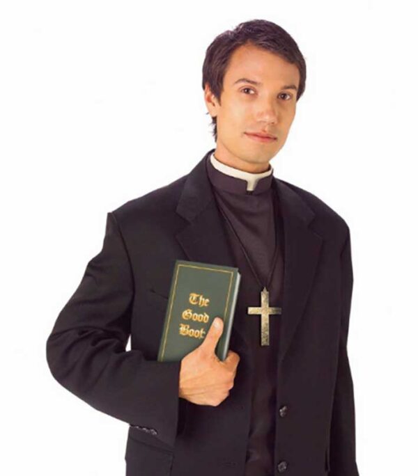 Priest Shirt Front Black with Collar - Adult Men's Costume - Image 3