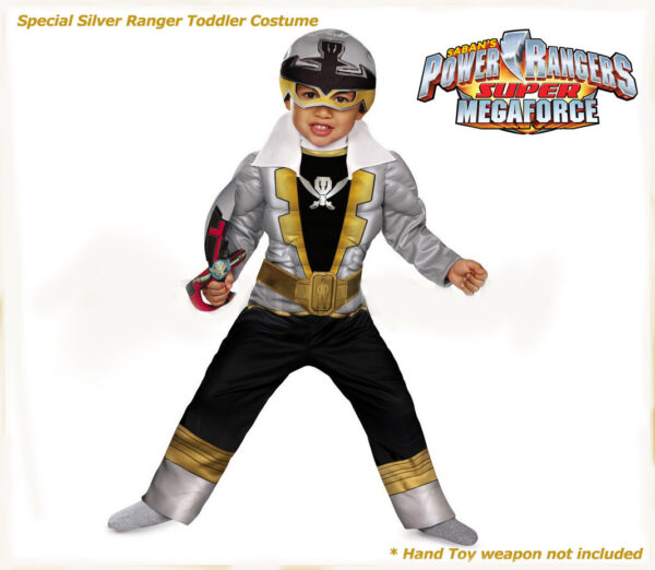 Power Rangers Costume Toddler Child Special Silver Ranger Super Megaforce Boys Muscle S:2-3y