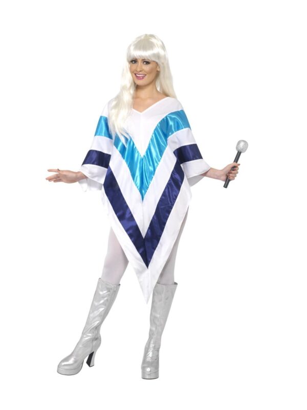 Super Trooper Costume 3Pc - Poncho Cape, Blonde Wig  & GoGo Boot Covers - One size Womens - Image 2