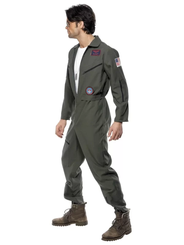 Top Gun Pete Mitchell Maverick Mens Aviator Pilot Flight Uniform Mens Costume S: L - Image 2