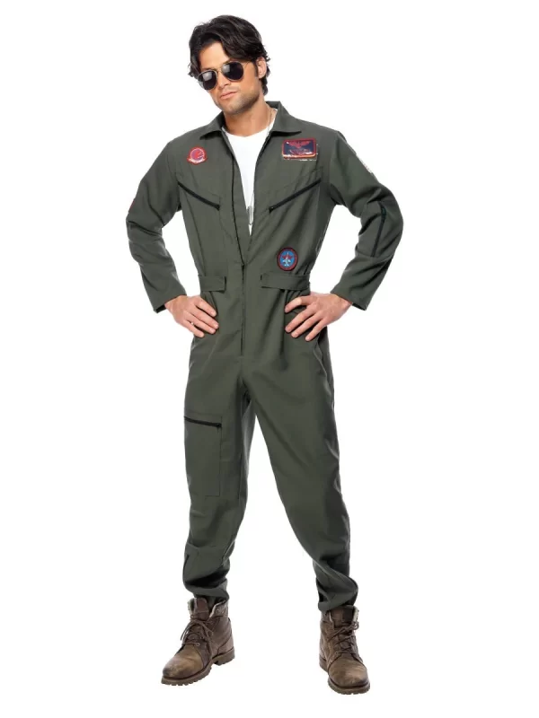 Top Gun Pete Mitchell Maverick Mens Aviator Pilot Flight Uniform Mens Costume S: L - Image 4