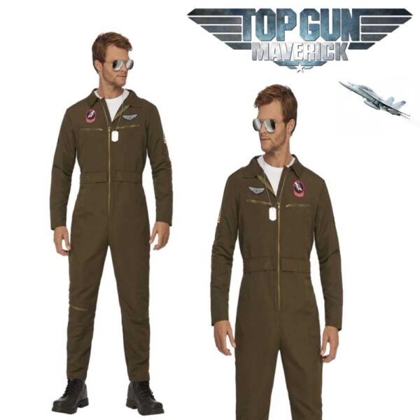 Top Gun Pete Mitchell Maverick Mens Aviator Pilot Flight Uniform Mens Costume S: M/L - Image 2