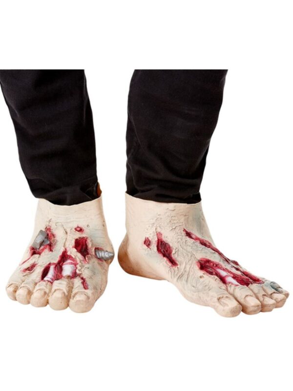 Zombie Latex Bloodied Feet Halloween Corpse Horror Costume Accessory Mens / Adult