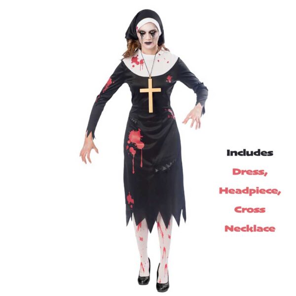 Zombie Nun Halloween Fancy Dress Horror Costume